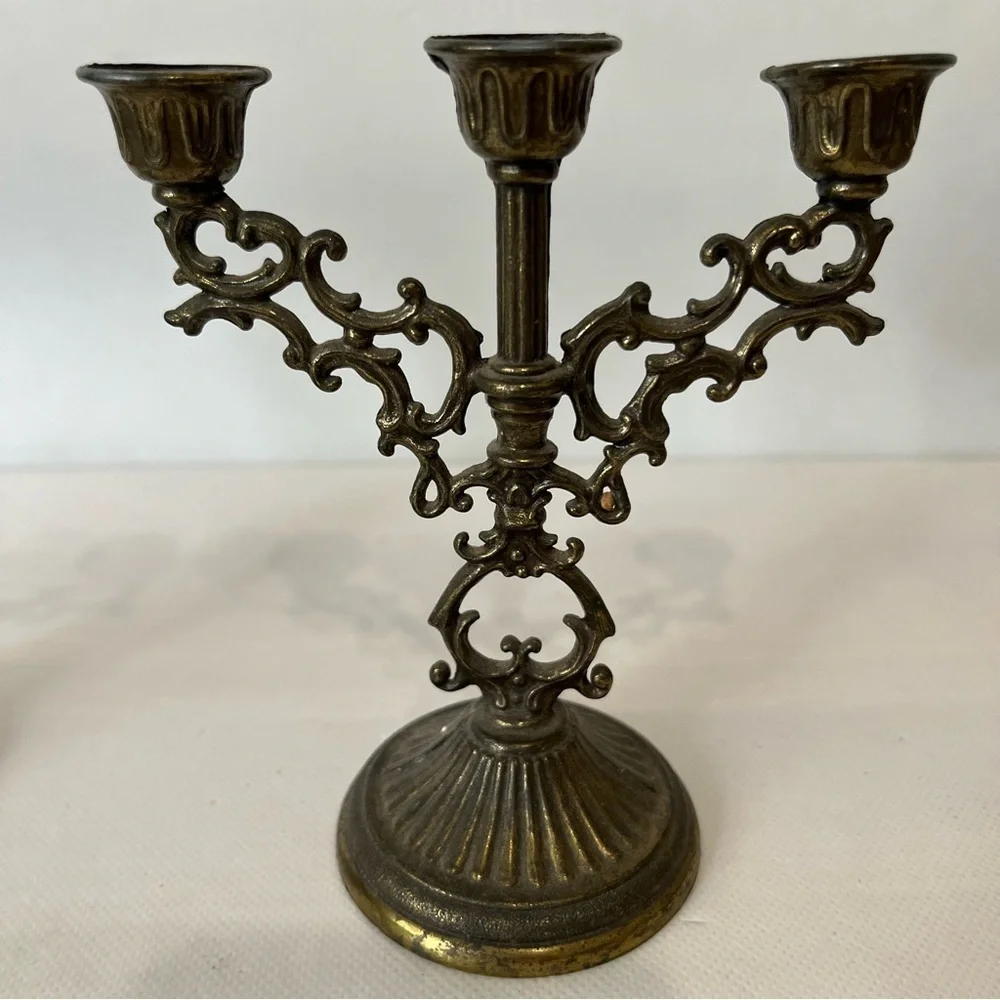 Vintage Brass Interpur Mini Candelabra Set of Two Made in Italy